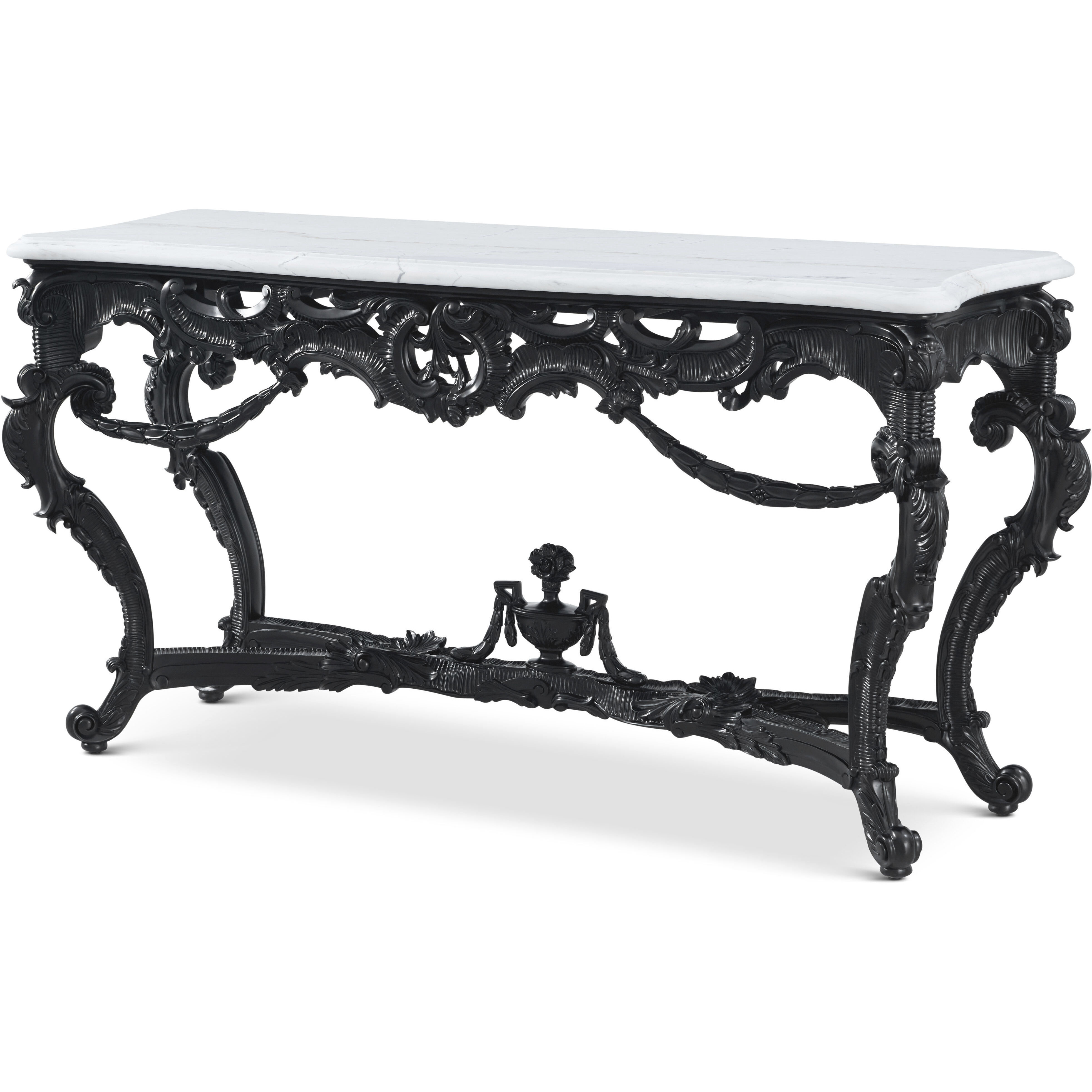 Rococo 74 X 24.75 inch Console Table, Wooden with Marble Top, Spencer London
