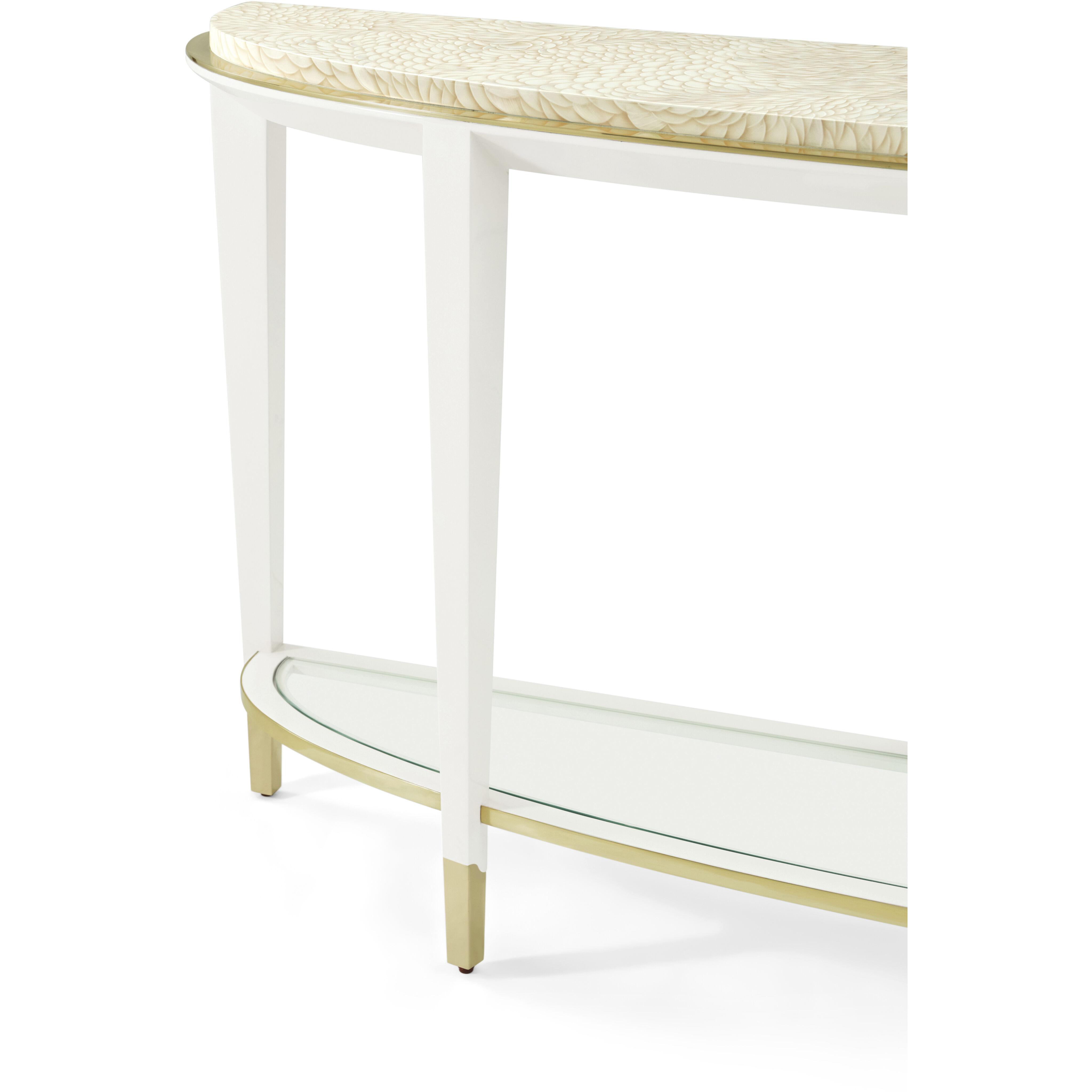 Judith Leiber Couture 73.5 X 15.5 inch Feather / Solstice / Polished Brass Console Table, Wooden