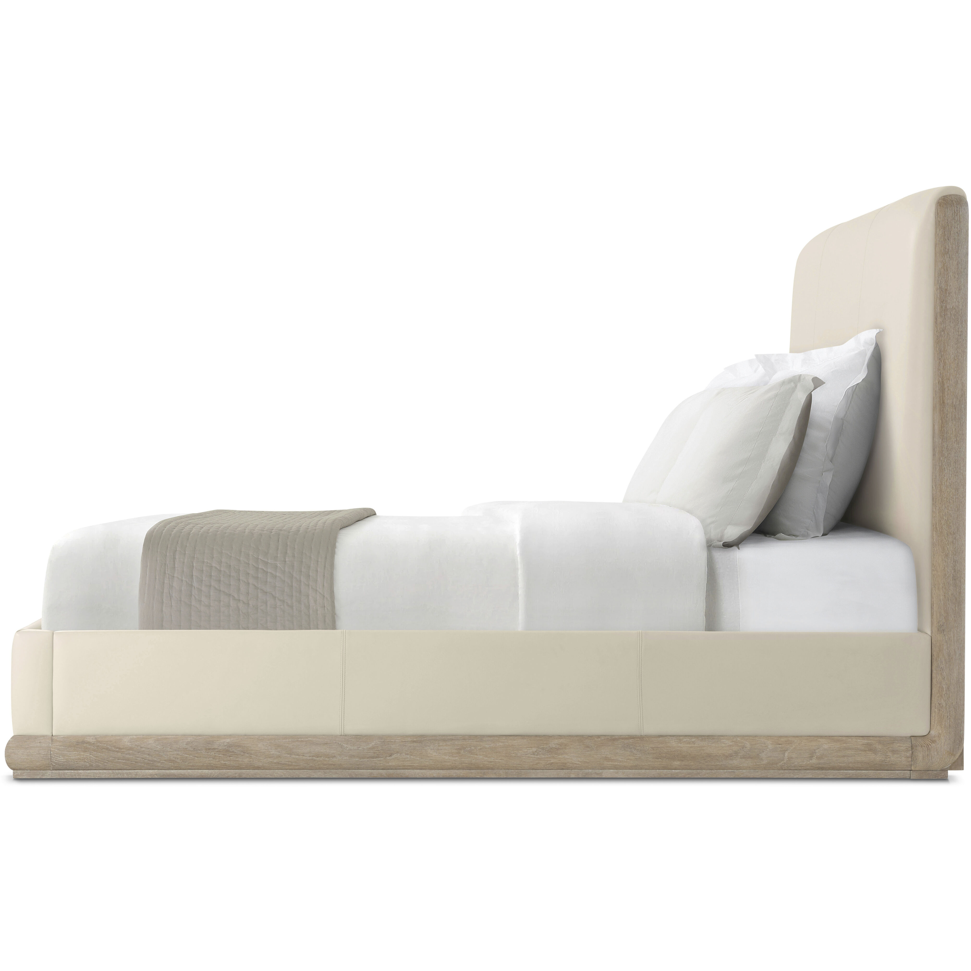 Repose Grey Oak US King Bed, Wooden, Upholstered