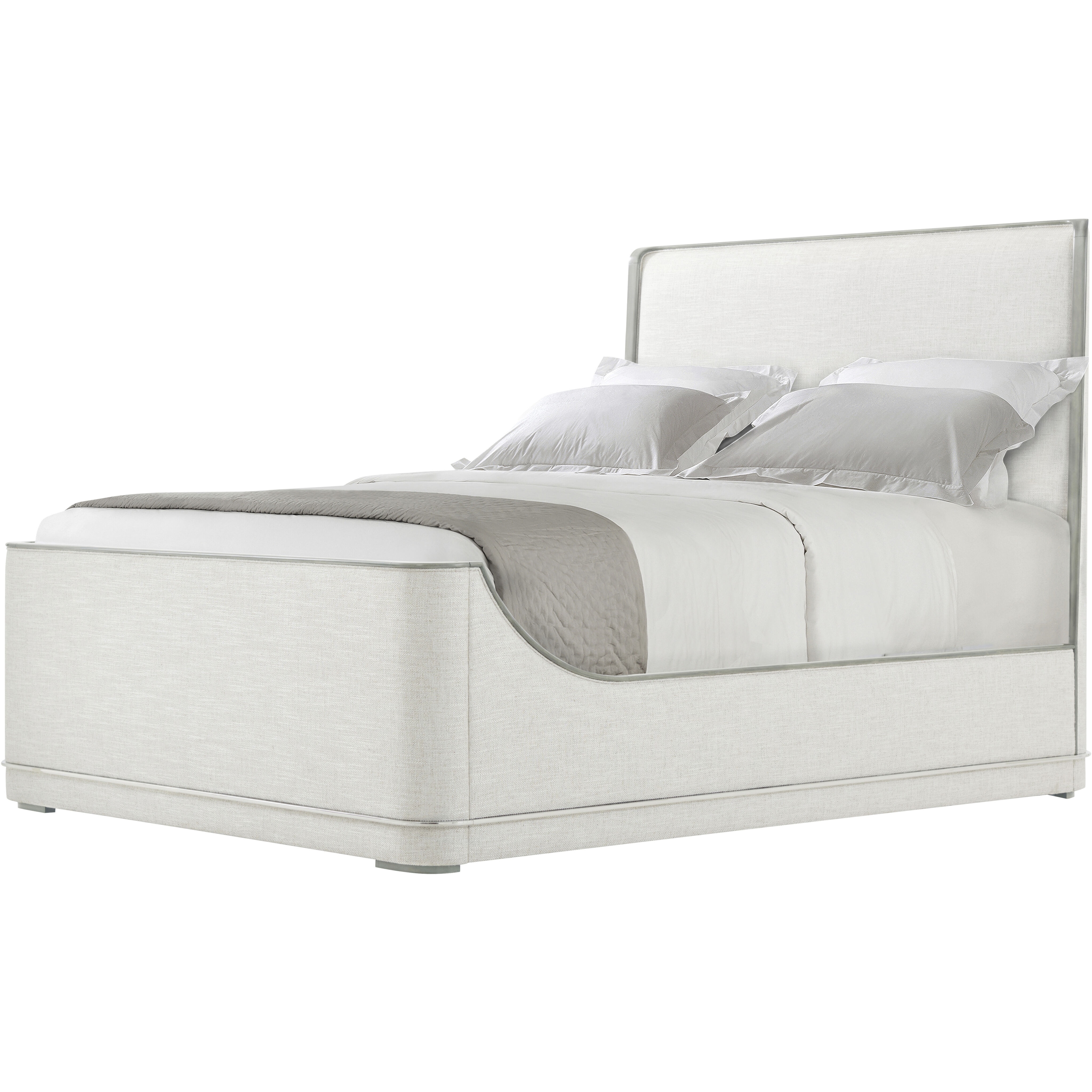 Hudson Pebble Grey US Queen Bed, Wooden, Upholstered