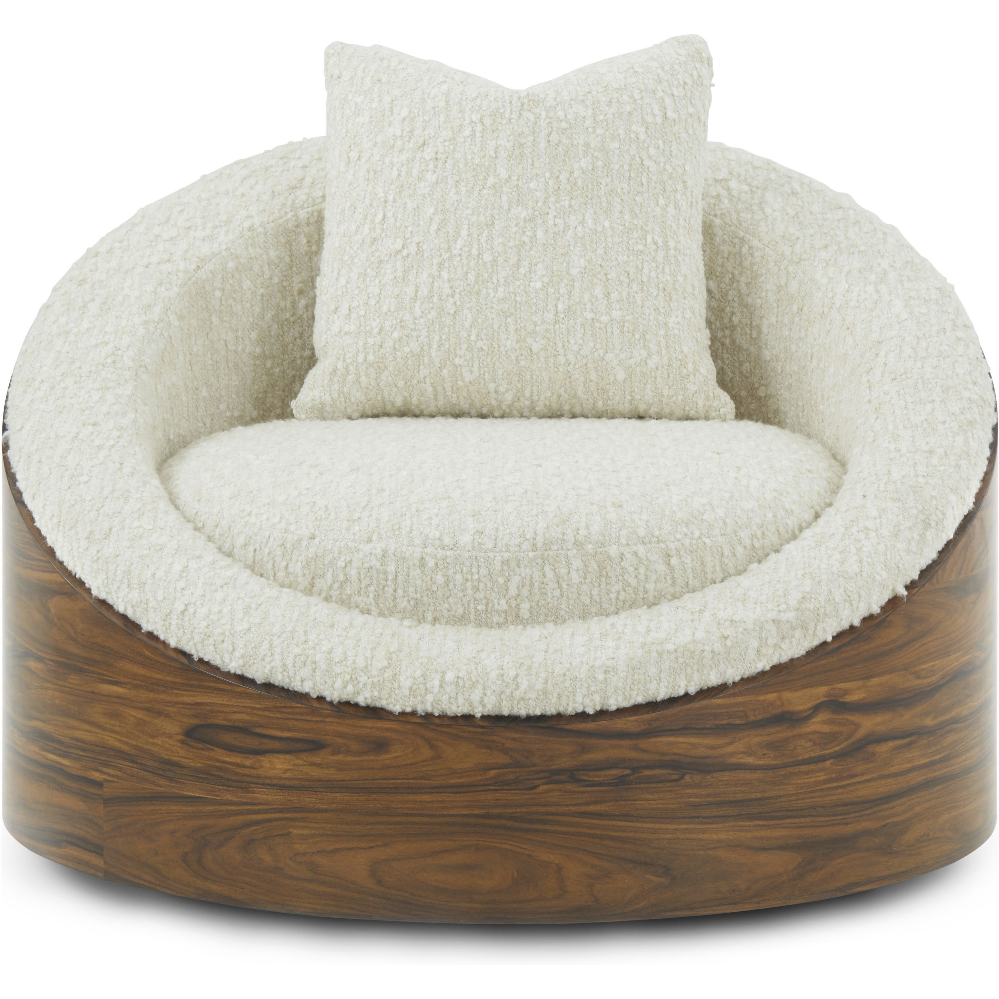 Rowan Dark Rosewood Swivel Chair, Wooden, Upholstered