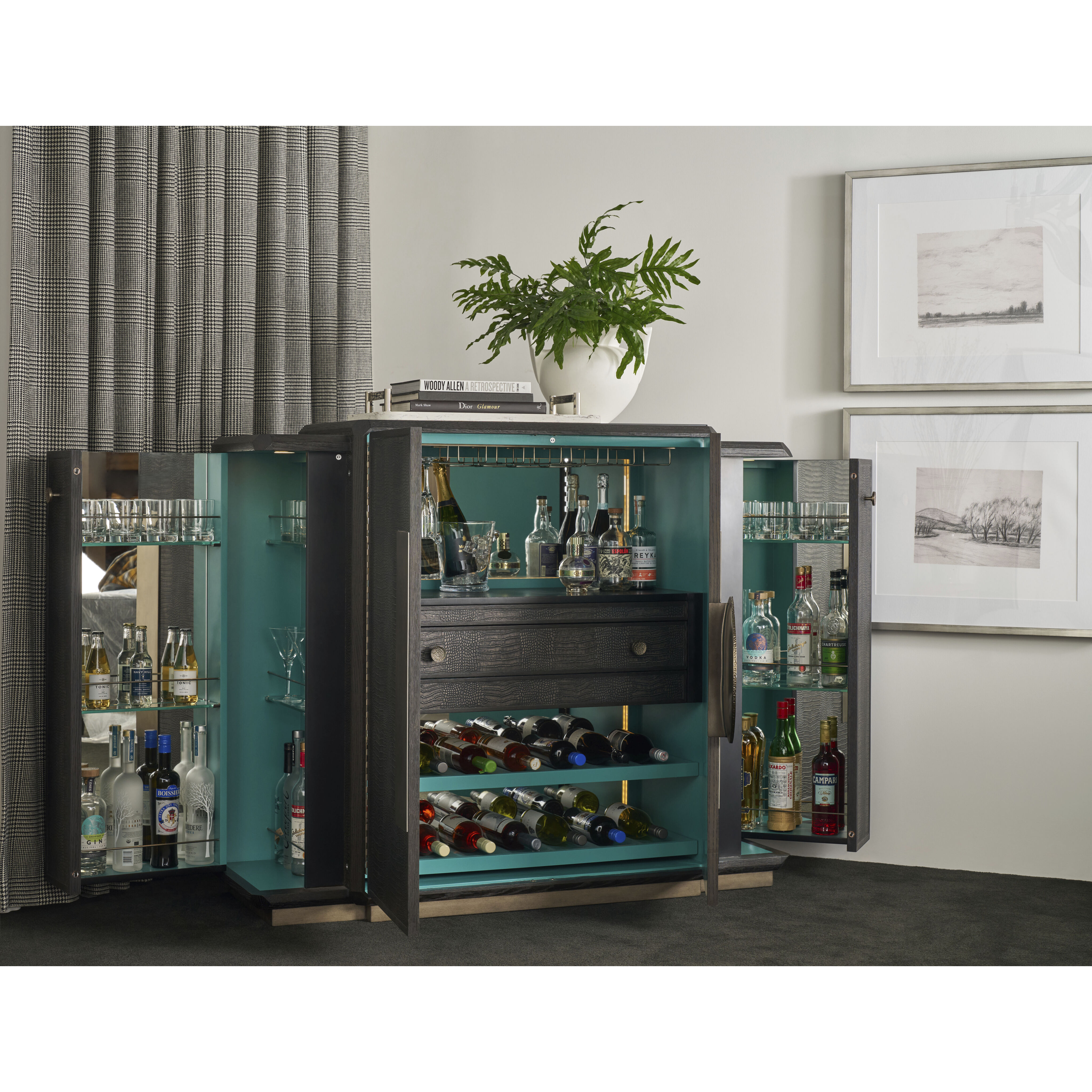 Spencer St. James Onyx Bar Cabinet, Wooden