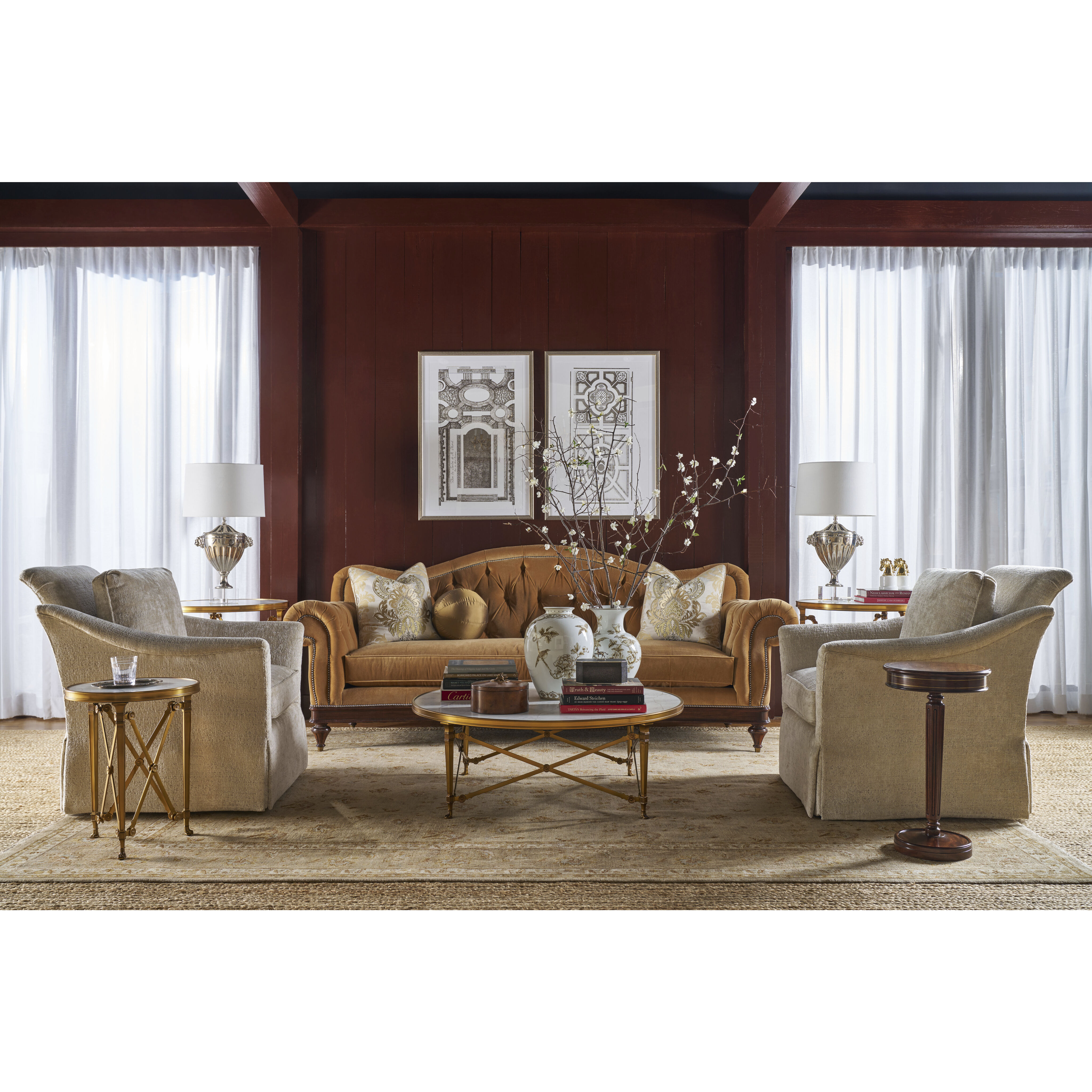 Spencer London 45 X 45 inch Cannes Brass / Lacus Quartz Cocktail Table