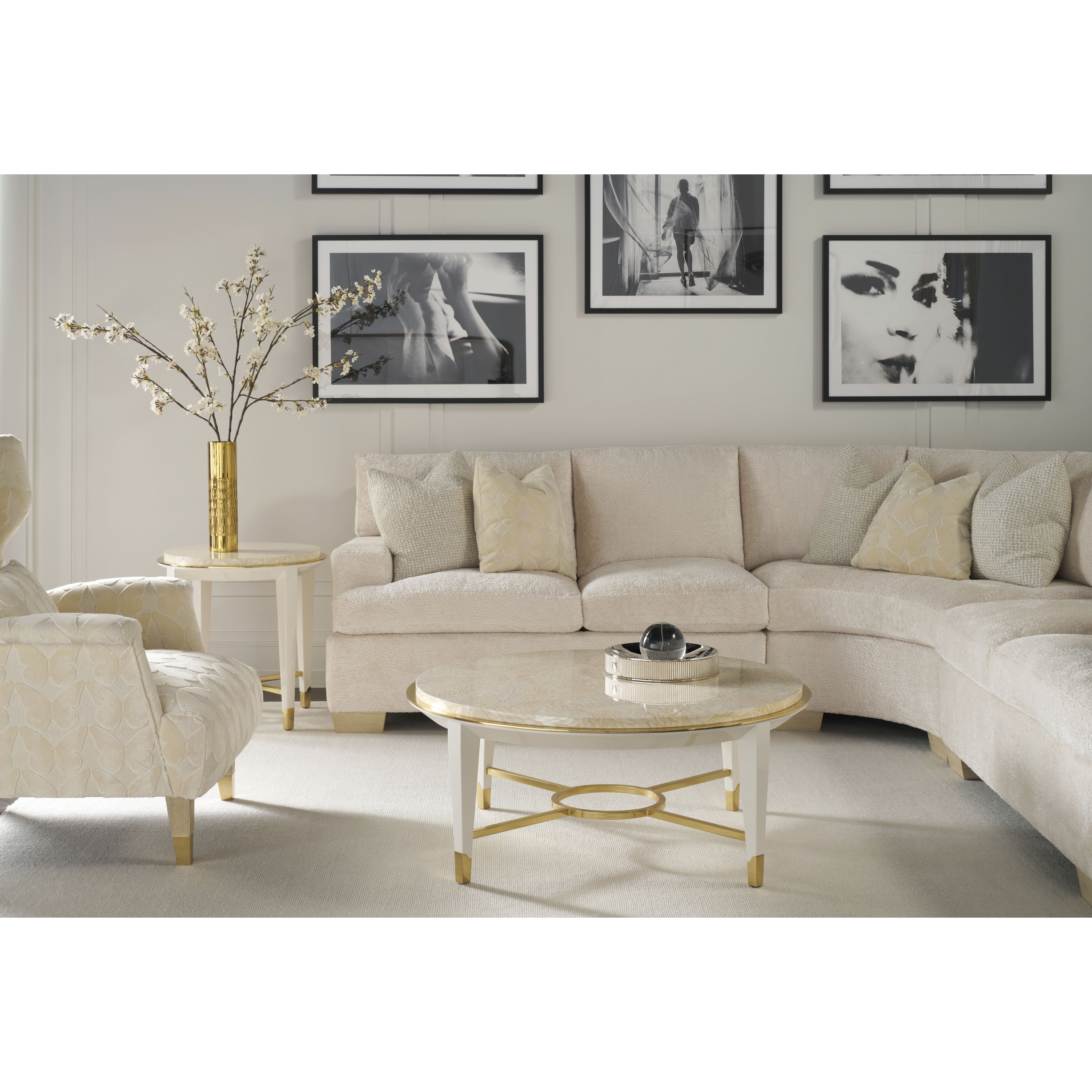 Judith Leiber Couture 42 X 42 inch Feather / Solstice / Polished Brass Cocktail Table, Wooden