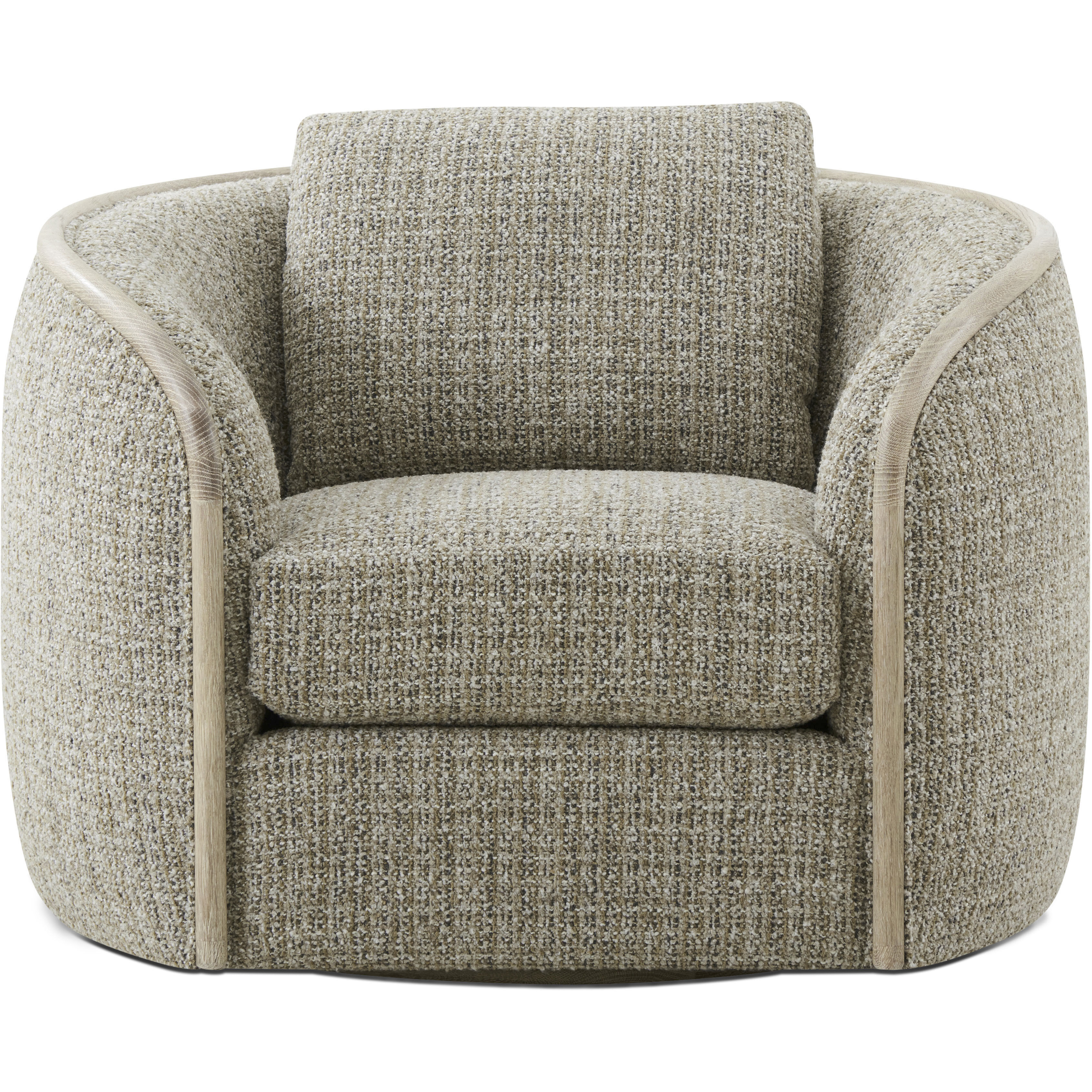Toulon Latte Swivel Chair, Wooden, Upholstered