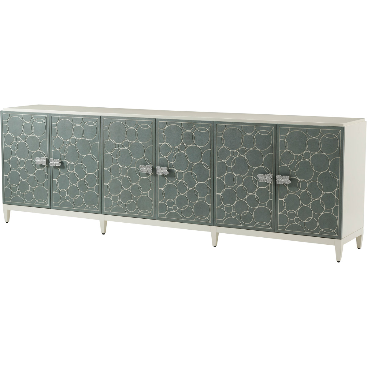 Kingman 112 inch White Dove with Sea Foam Media Cabinet