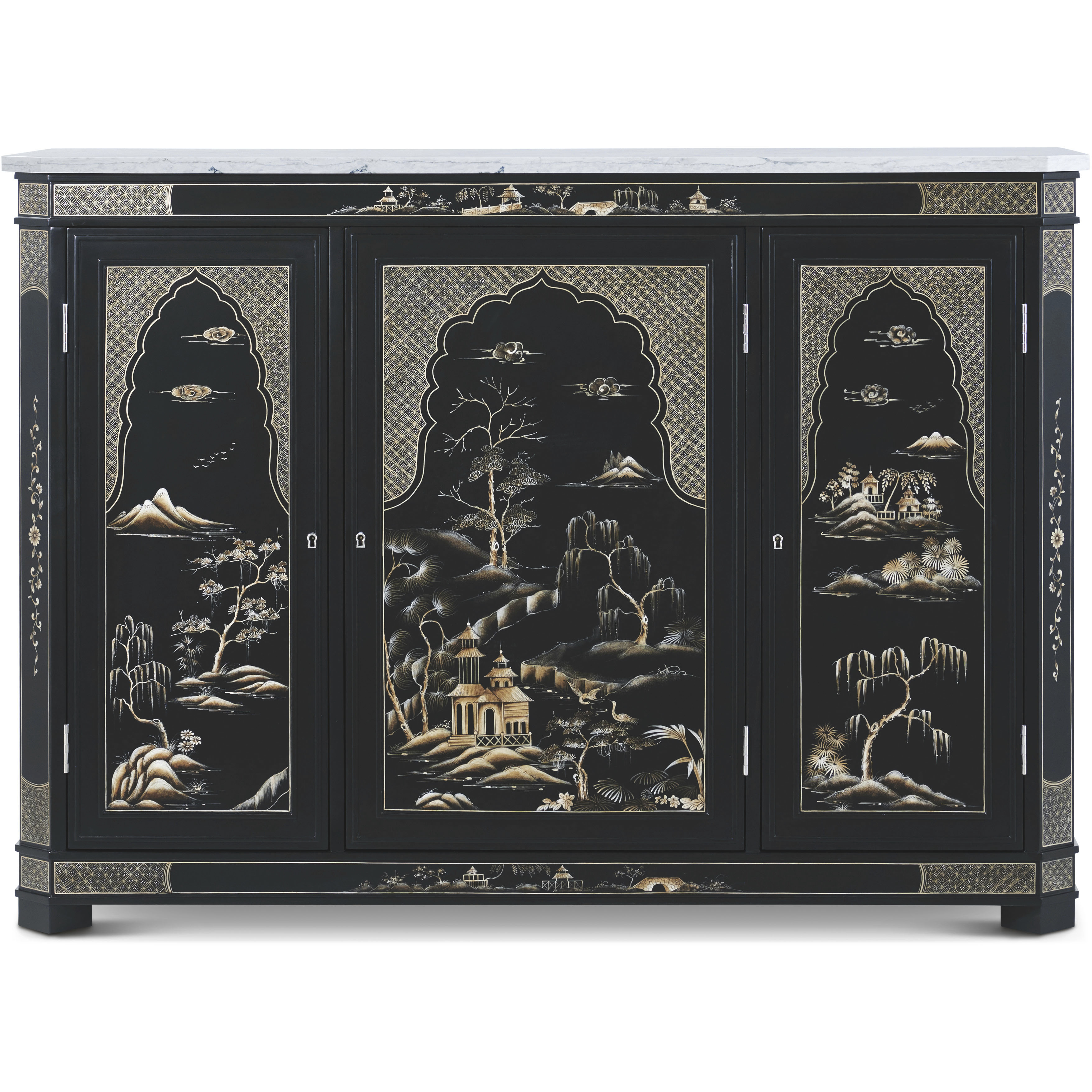 Chinoiserie Cabinet, Wooden with Marble Top, Spencer London