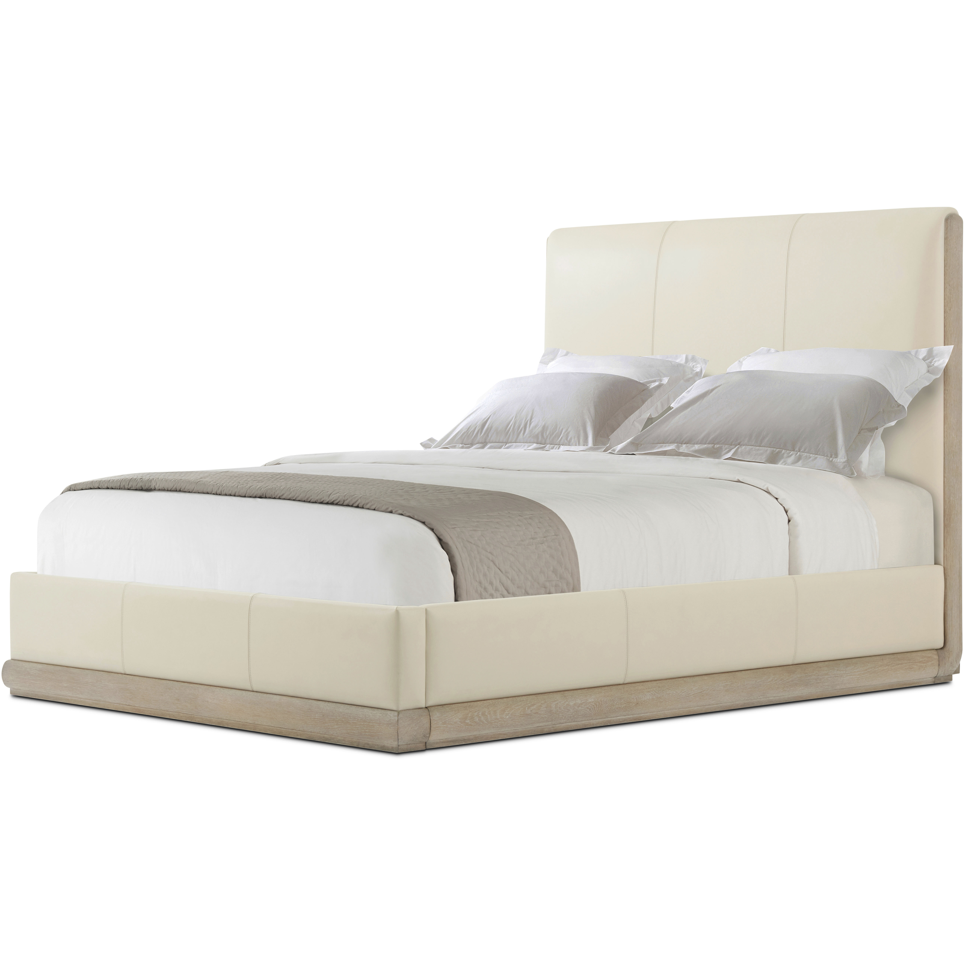 Repose Grey Oak US Queen Bed, Wooden, Upholstered