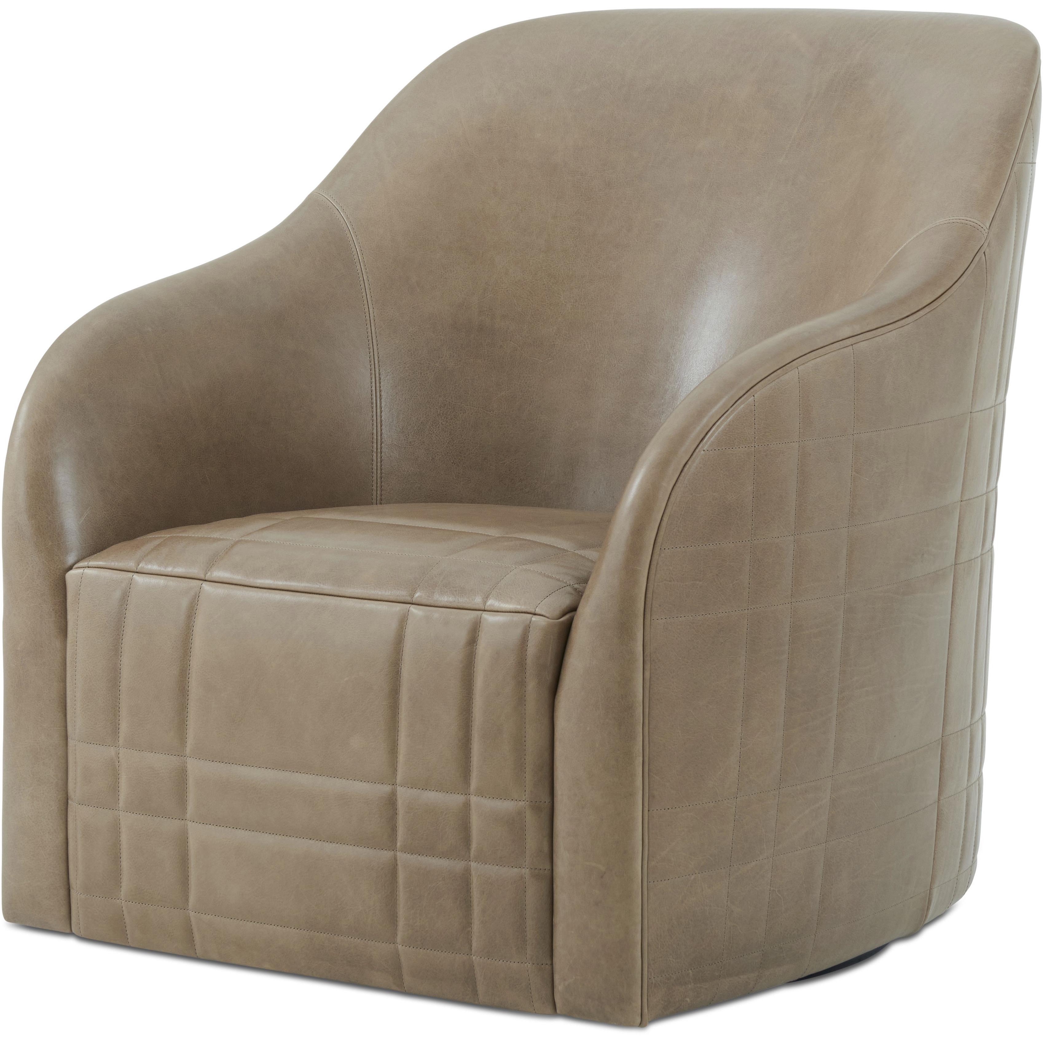 Tartan Perfect Brown Leather Swivel Chair, Wooden, Upholstered