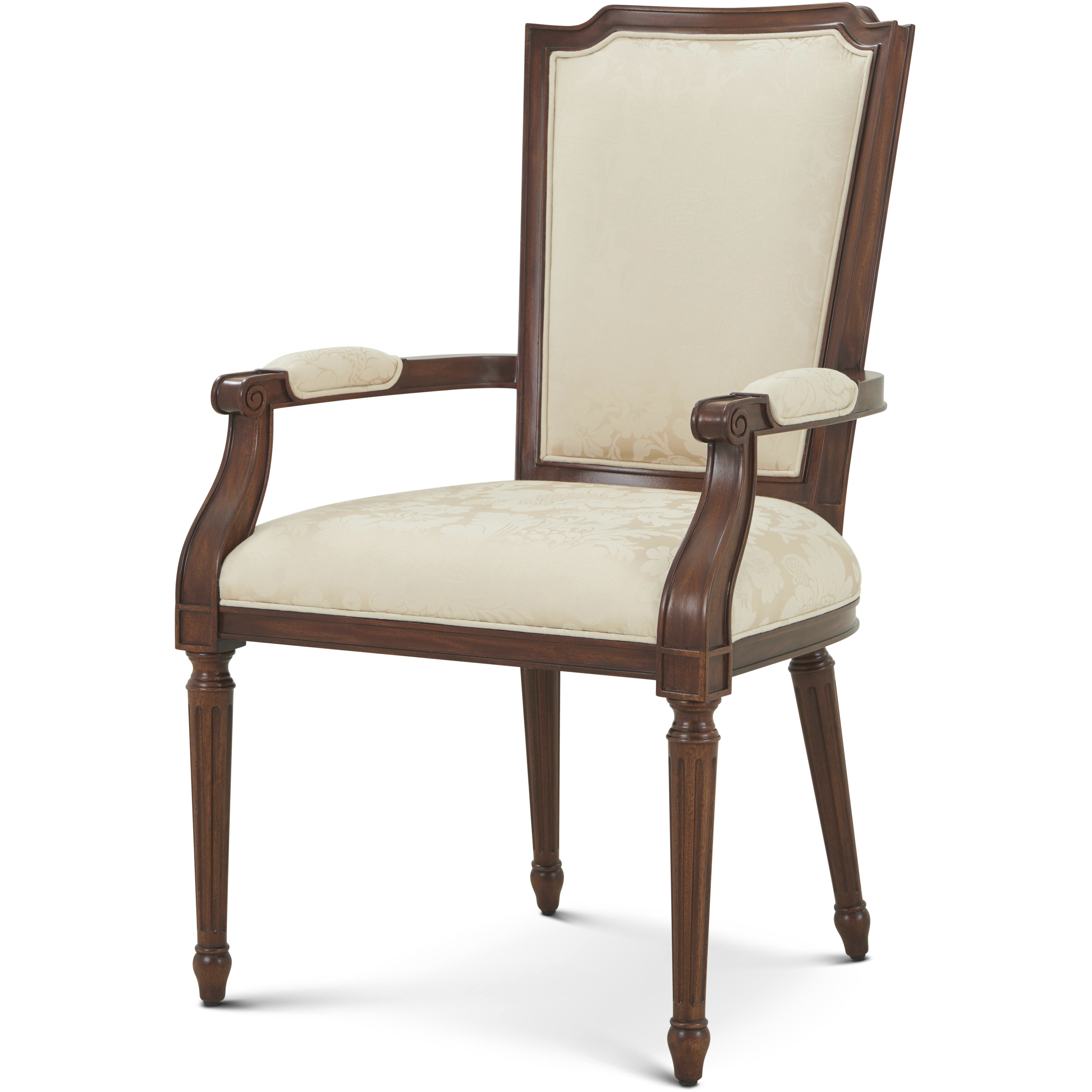 Caraway Heritage Brown Arm Chair, Wooden, Upholstered, TA Originals