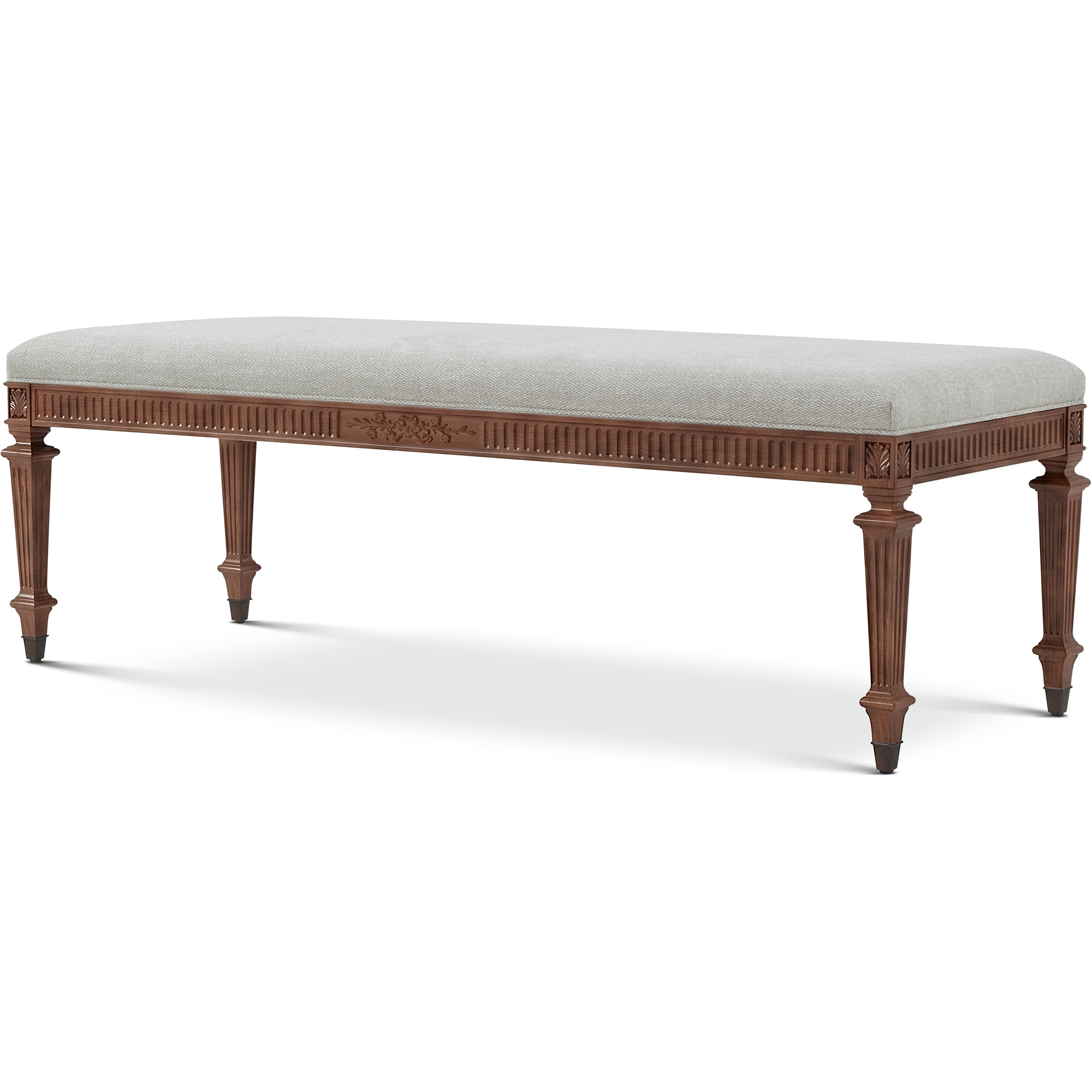 Ciel Chateau Brown Bench, Wooden, Upholstered, Provence